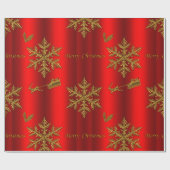 赤と金ゴールドクリスマス ラッピングペーパー (フラット)