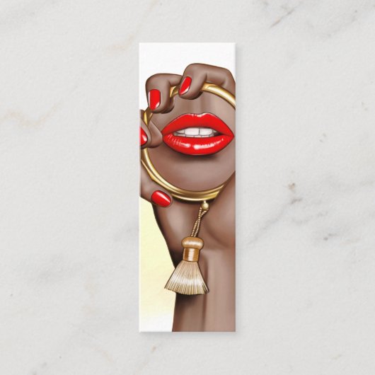 赤と金ゴールドグラムシックなメイクアップアーティスト名刺 スキニー名刺 (正面)