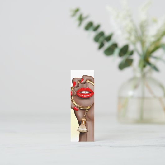 赤と金ゴールドグラムシックなメイクアップアーティスト名刺 スキニー名刺 (スタンド正面)