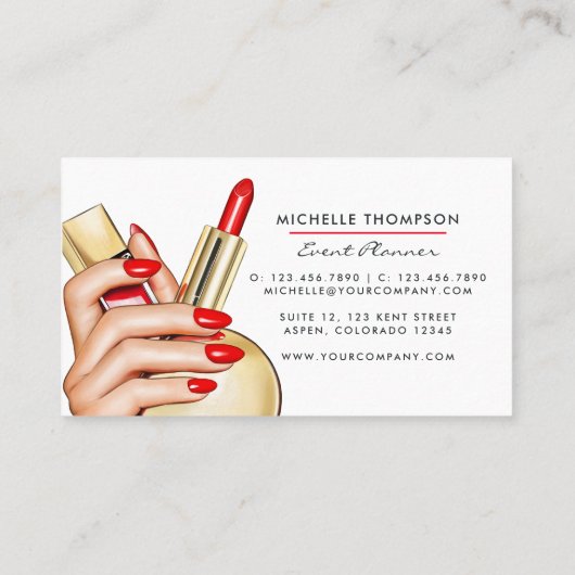 赤と金ゴールドグラムシックなメイクアップアーティスト名刺 名刺 (裏面)