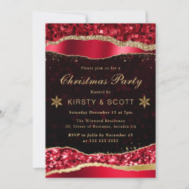 赤と金ゴールドグラムティアーズクリスマスパーティー 招待状
