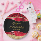 赤と金ゴールドグラムティアーズバースデーパーティー ペーパープレート (パーティー)