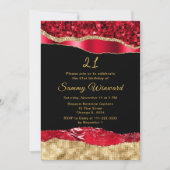 赤と金ゴールドグラムティアーズバースデーパーティー 招待状 (正面)