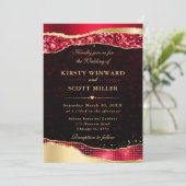 赤と金ゴールドグラムティアーズ結婚《写真》ぼけ味 招待状 (スタンド正面)