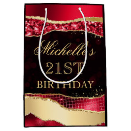 赤と金ゴールドグラムティアーズ《写真》ぼけ味誕生日パーティー ミディアムペーパーバッグ