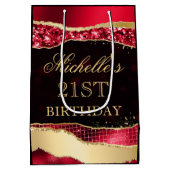 赤と金ゴールドグラムティアーズ《写真》ぼけ味誕生日パーティー ミディアムペーパーバッグ (裏面)