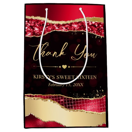 赤と金ゴールドグラムティアーズ《写真》ぼけ味Sweet sixteen ミディアムペーパーバッグ (正面)