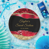 赤と金ゴールドグラムティアーズSweet sixteen ペーパープレート (パーティー)