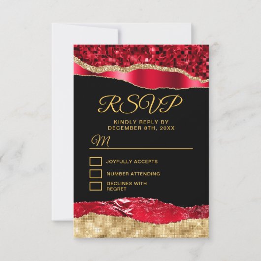 赤と金ゴールドグラムティアーズSweet sixteen 出欠カード (正面)