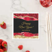赤と金ゴールドグラムティアーハッピーニューイヤー スタンダードカクテルナプキン (インサイチュ)