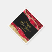 赤と金ゴールドグラムティアーハッピーニューイヤー スタンダードカクテルナプキン (角)