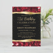 赤と金ゴールドグリッターきらめく21日 招待状 (スタンド正面)