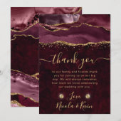 赤と金ゴールドグリッターアゲ結婚ート サンキューカード (正面/裏面)