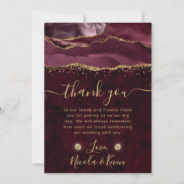 赤と金ゴールドグリッターアゲ結婚ート サンキューカード