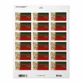 赤と金ゴールドグリッターオーナメント差出人住所 ラベル (フルシート)