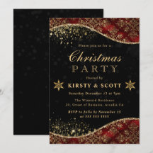 赤と金ゴールドグリッターダマスククリスマスパーティー