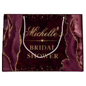 赤と金ゴールドグリッターマーブルゲートブライダルシャワー ラージペーパーバッグ (正面)