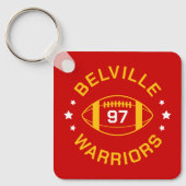 赤と金ゴールドサッカージャージー番号写真 キーホルダー (正面)