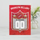 赤と金ゴールドサッカーチームのカラーズクォーターバック 招待状 (スタンド正面)