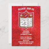 赤と金ゴールドサッカーチームのカラーズクォーターバック 招待状 (裏面)