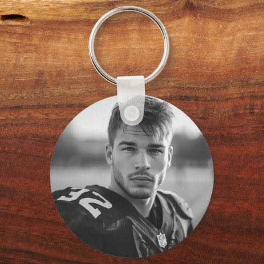 赤と金ゴールドサッカーママージャージー番号写真 キーホルダー (裏面)