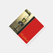 赤と金ゴールドシャンパン スタンダードカクテルナプキン (角)