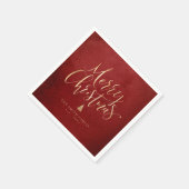 赤と金ゴールドシンプル書道メリークリスマス スタンダードカクテルナプキン (角)