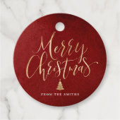 赤と金ゴールドシンプル書道メリークリスマス フェイバータグ (正面)