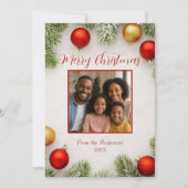 赤と金ゴールドジョイファミリーフォトクリスマス シーズンカード (正面)