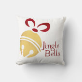 赤と金ゴールドジンルベルのおもしろい追加の名前クリスマス クッション (正面)
