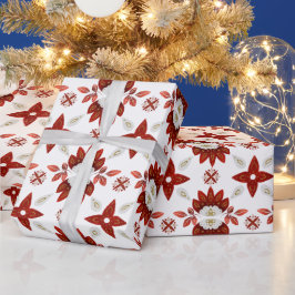 赤と金ゴールドスカンジナビア万華鏡のように千変万化するパターンパターン ラッピングペーパー