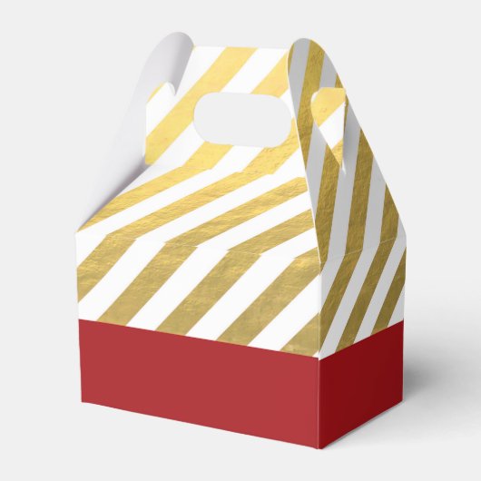 赤と金ゴールドストライプののクリスマスパーティーの好意ボックス フェイバーボックス (裏面サイド)