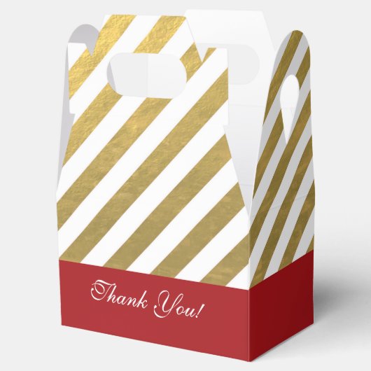 赤と金ゴールドストライプののクリスマスパーティーの好意ボックス フェイバーボックス (オープン)