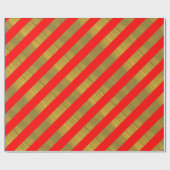 赤と金ゴールドストライプののクリスマス ラッピングペーパー (フラット)