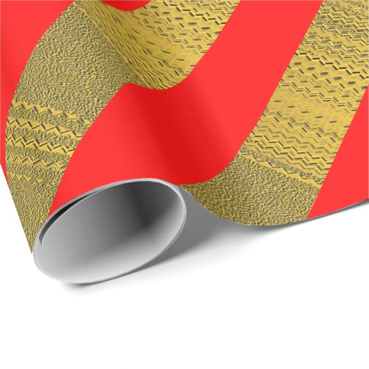 赤と金ゴールドストライプののクリスマス ラッピングペーパー (ロールコーナー)