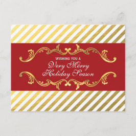 赤と金ゴールドストライプのの絵はがき シーズンポストカード