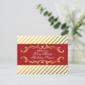 赤と金ゴールドストライプのの絵はがき シーズンポストカード (スタンド正面)