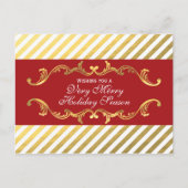 赤と金ゴールドストライプのの絵はがき シーズンポストカード (正面)