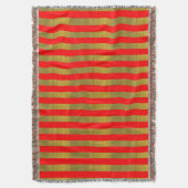 赤と金ゴールドストライプのクリスマス スローブランケット (正面縦)