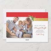 赤と金ゴールドストライプフォトホリデーグリーティング シーズンカード (裏面)