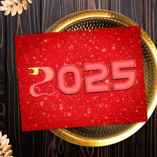赤と金ゴールドスネーク中国の2025年新年 シーズンポストカード
