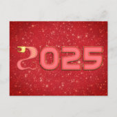 赤と金ゴールドスネーク中国の2025年新年 シーズンポストカード (正面)