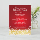 赤と金ゴールドスパークルライト退職パーティー 招待状 (スタンド正面)