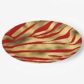 赤と金ゴールドゼブラフェスティバル ペーパープレート (アングル)