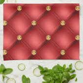 赤と金ゴールドダイヤモンドタフテッドキッチンタオル キッチンタオル (折り畳み)