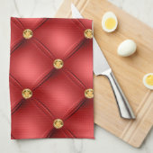 赤と金ゴールドダイヤモンドタフテッドキッチンタオル キッチンタオル (四つ折り)