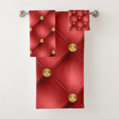赤と金ゴールドダイヤモンドタフテッドレザーテクスチャラグジュアリー バスタオルセット (インサイチュ)