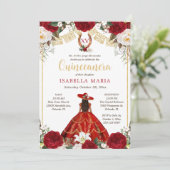 赤と金ゴールドチャラとフォトメキシコのキンセアニラ 招待状 (スタンド正面)