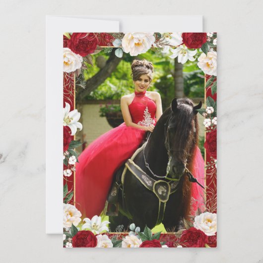 赤と金ゴールドチャラとフォトメキシコのキンセアニラ 招待状 (裏面)