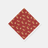 赤と金ゴールドトナカイ スタンダードカクテルナプキン (角)